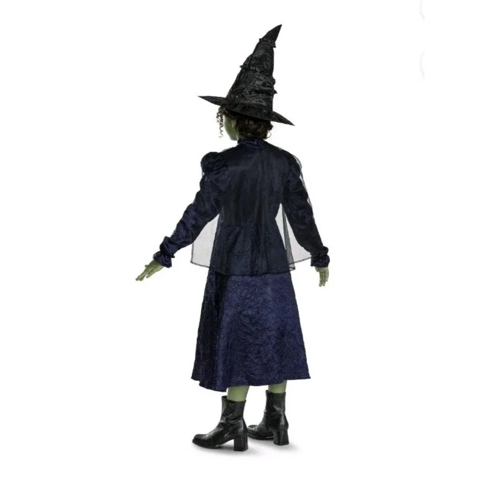 Wicked Elphaba Deluxe Kids Costume Dress Cape & Hat Girls 7-8 Medium Halloween